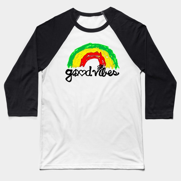 Good Vibes Rasta Rainbow Baseball T-Shirt by LionTuff79